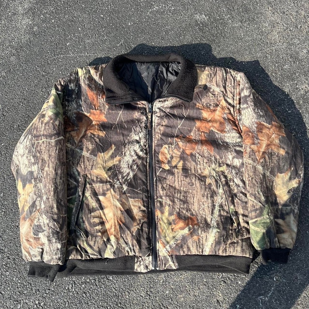 Vintage real tree Camo zip up Jacket size L